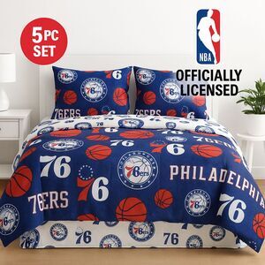 🏀 Philadelphia 76ers 5-Piece FULL Comforter Set – Official NBA Bedding –NWT
